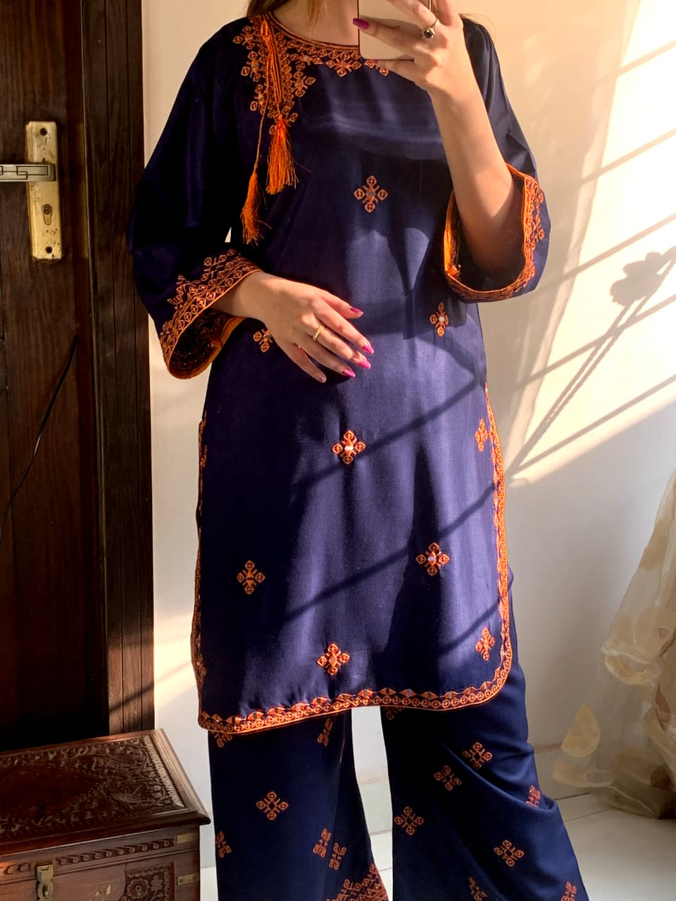 Balochi Mirror Work Embroidered 2-Piece Dress