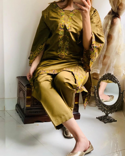 Cut Work Khadi Net 2-Piece Suit