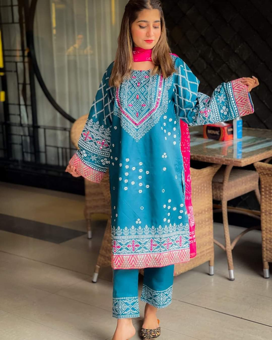 Chunri Silk 3-Piece Embroidered Suit